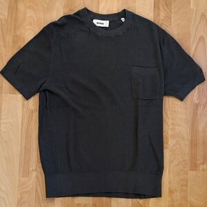 Buck Mason Yuma Rib Banded Tee in Dark Olive